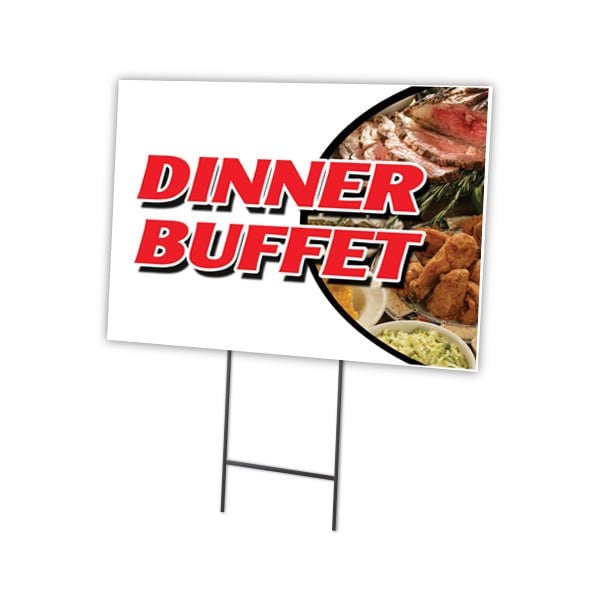 Dinner Buffet Yard Sign & Stake outdoor plastic coroplast window, C-1824 Dinner Buffet